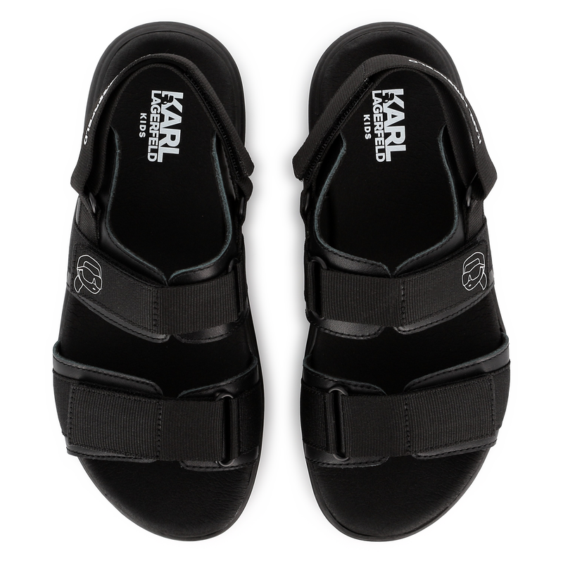 Sandalias de cuero con velcro KARL LARGERFELD KIDS 
                    NIÑO